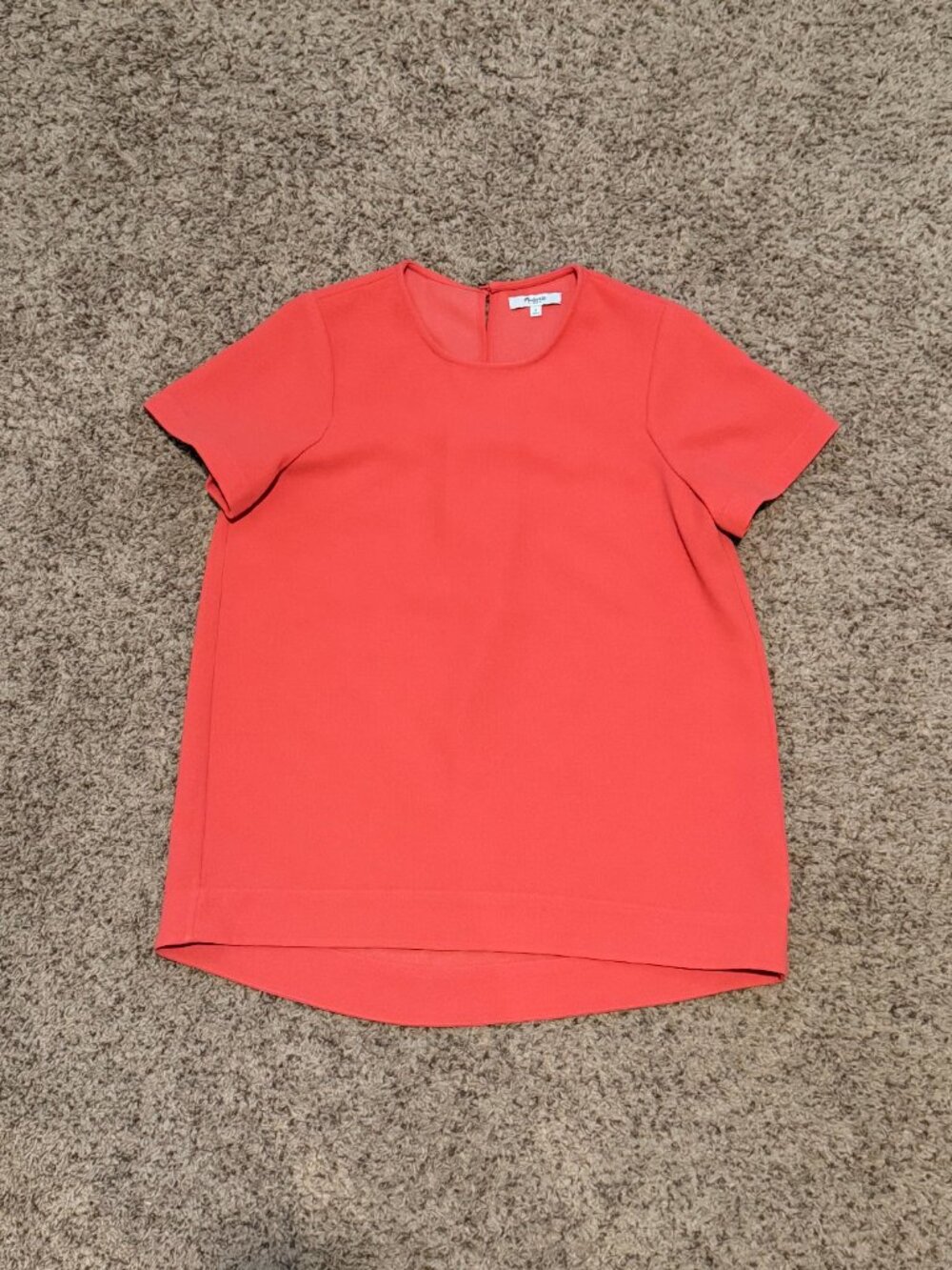 Madewell Red Coral Woven Short Sleeve Top Size S - Picture 2 of 9